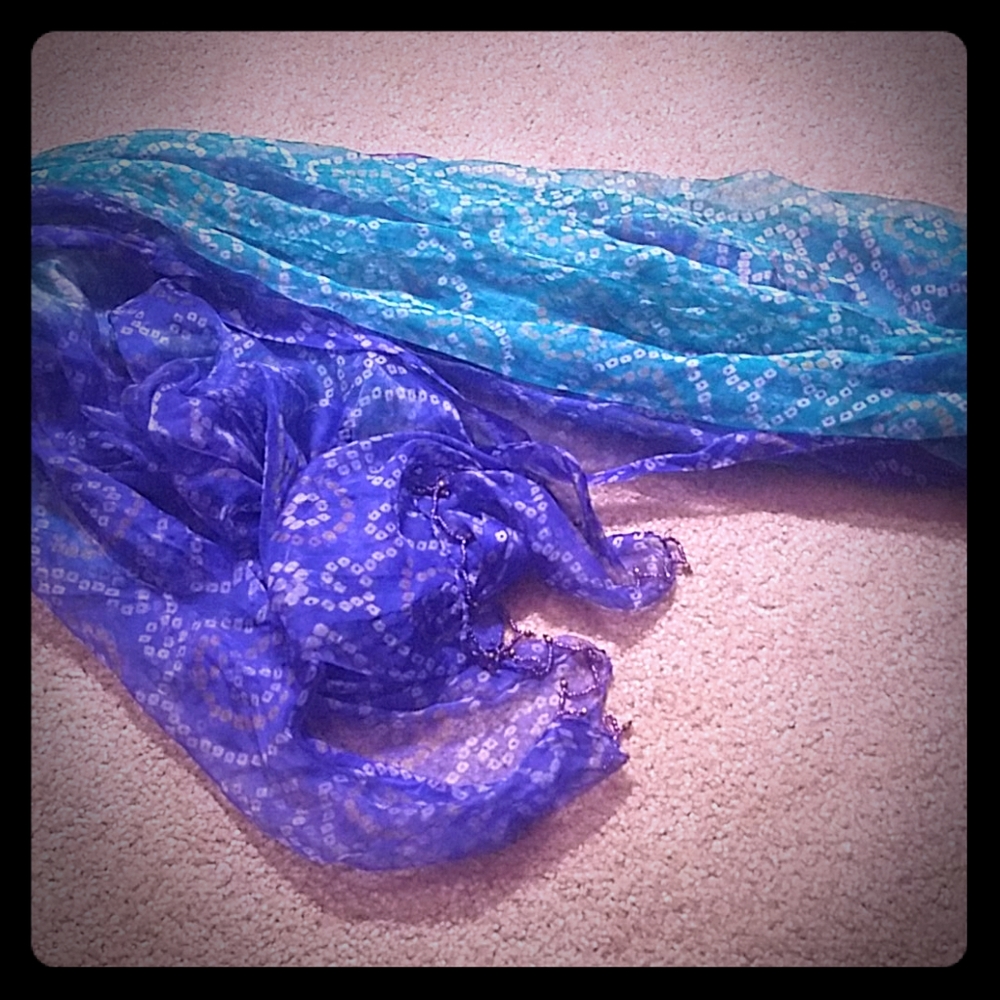 Gorgeous boho scarf with bead fringe at bottom